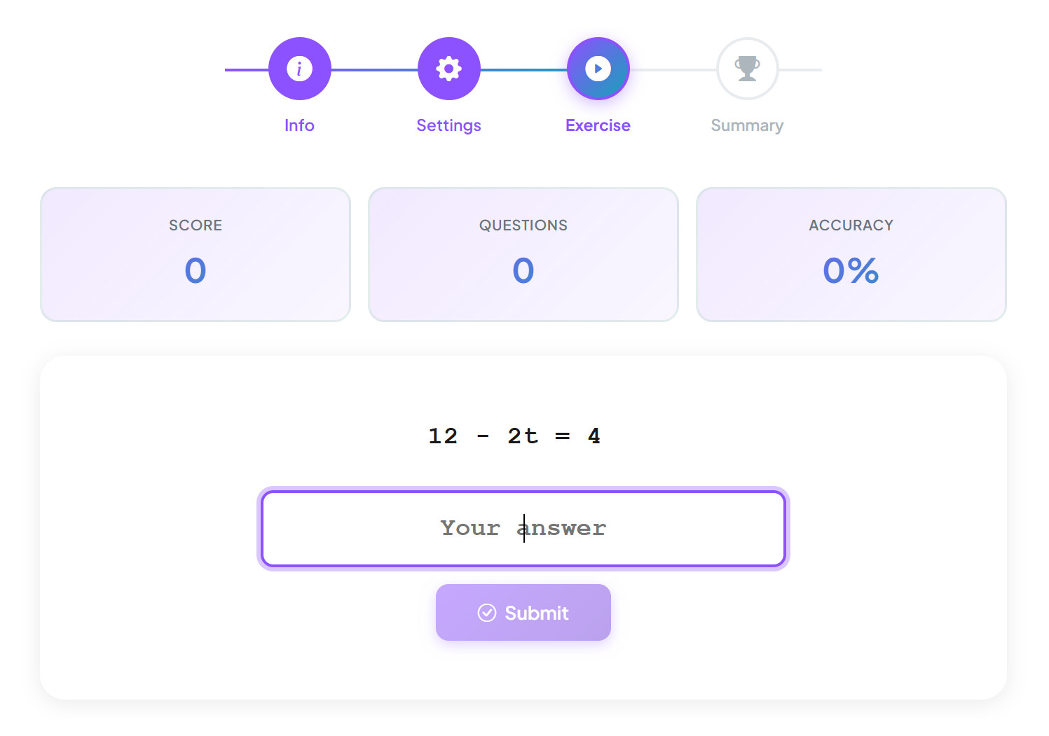 Algebra Equations Excercise
