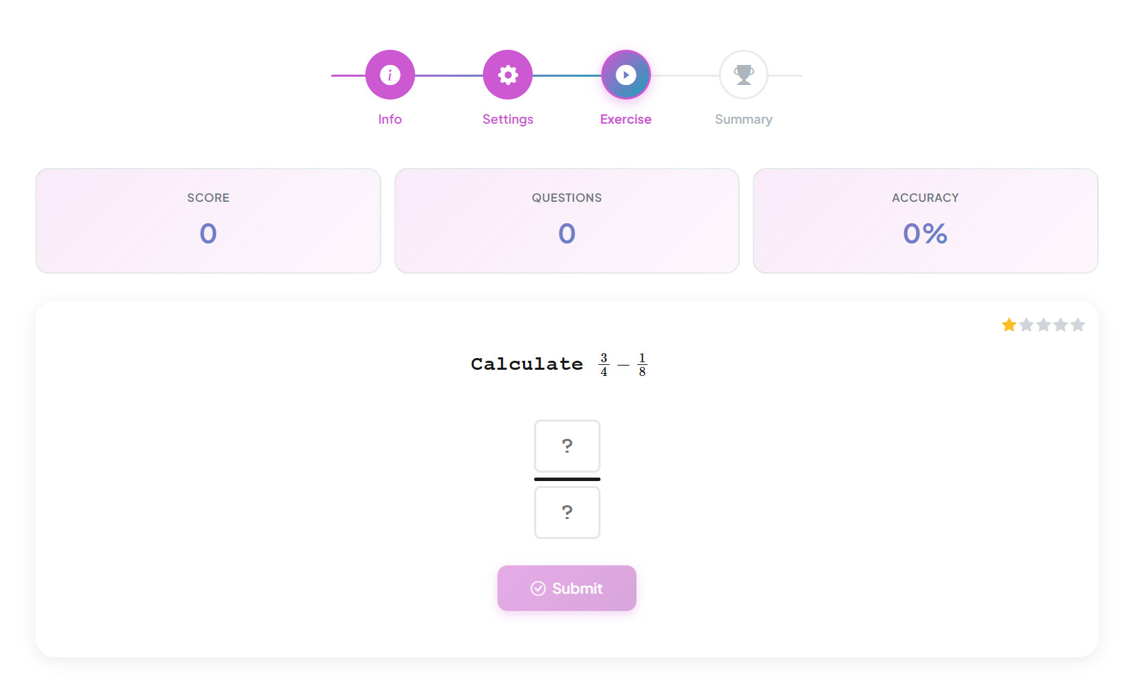 Fraction Calculations Exercise