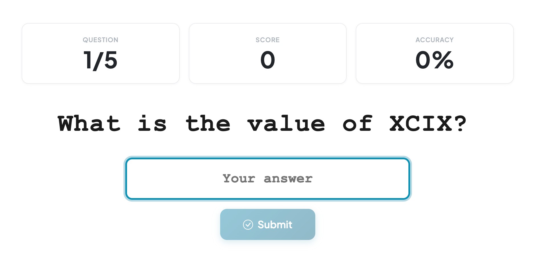 Roman Numerals Exercise