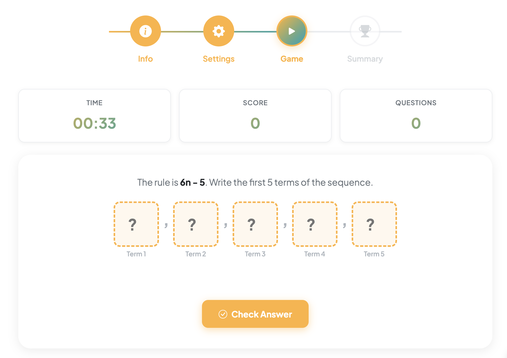 Linear sequences with box and ring rule